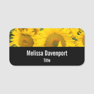 Yellow Field of Sunflowers Photograph Name Tag