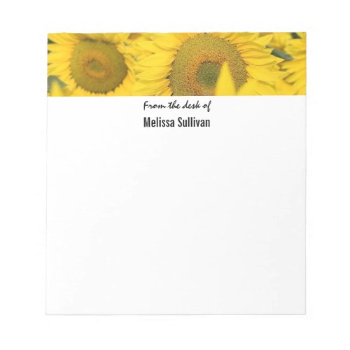 Yellow Field of Sunflowers Photograph Notepad