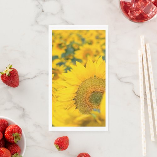 Yellow Field of Sunflowers Photograph Paper Guest Towels