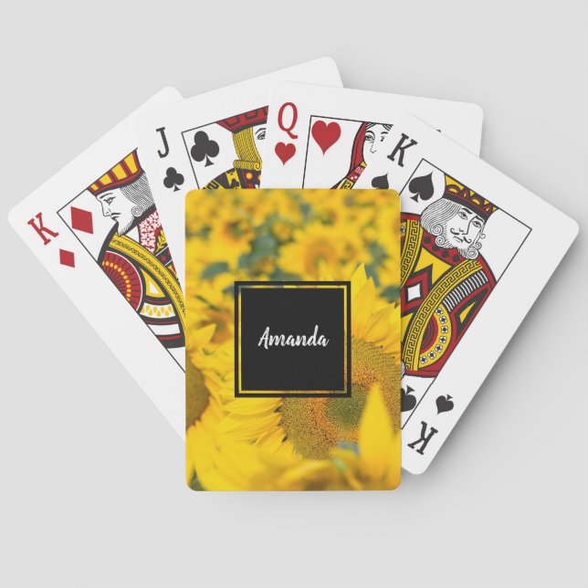  Yellow Field of Sunflowers Photograph Poker Cards (Back)