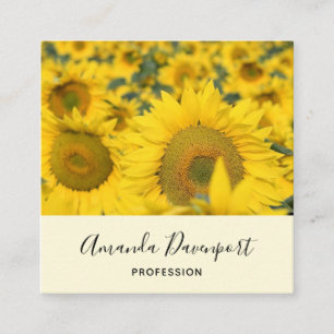 Yellow Field of Sunflowers Photograph Square Business Card