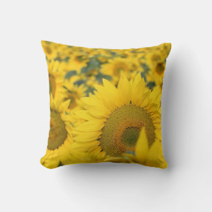 Yellow Field of Sunflowers Photograph Throw Pillow