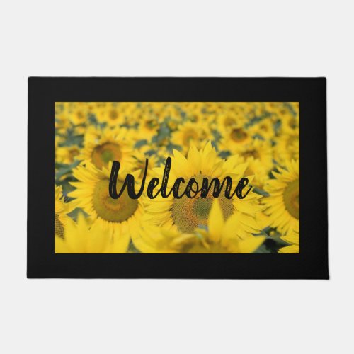 Yellow Field of Sunflowers Photograph Welcome Doormat