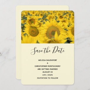 Yellow Field of Sunflowers Wedding Save The Date