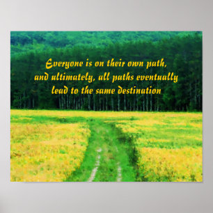 Yellow Field On The Path Inspirational Quote Poster