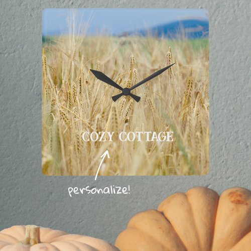 Yellow field square wall clock