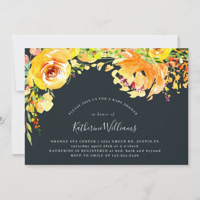 yellow fields floral baby shower Invitation (Front)