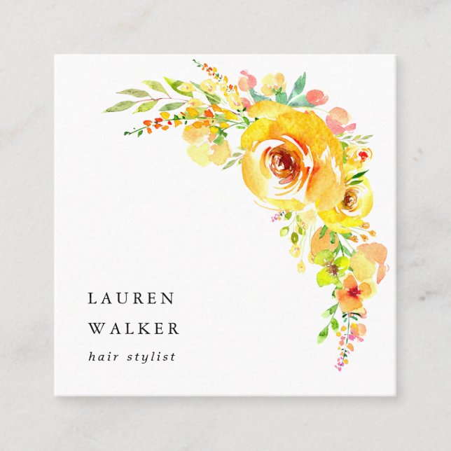 yellow fields floral elegant Business Card (Front)