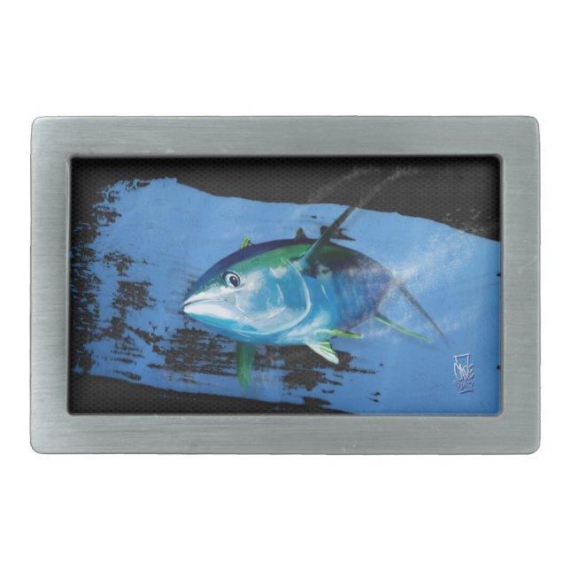 Yellow fin tuna belt buckle. belt buckle (Front)