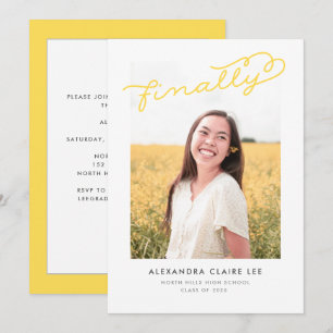 Yellow Finally Photo Graduation Announcement