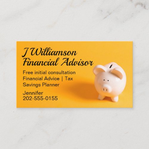 Yellow Financial Advisor Savings Accountant Business Card