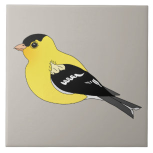 Yellow Finch Graphic American Bird Ceramic Tile