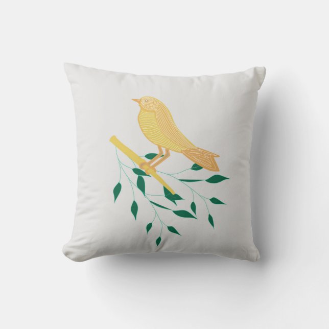 Yellow Finch Throw Pillow (Front)