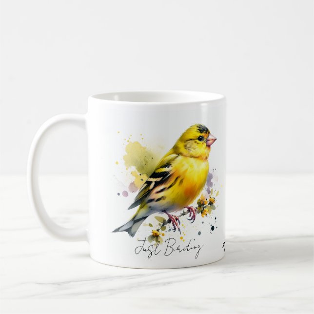 Yellow Finch Watercolor Coffee Mug (Left)