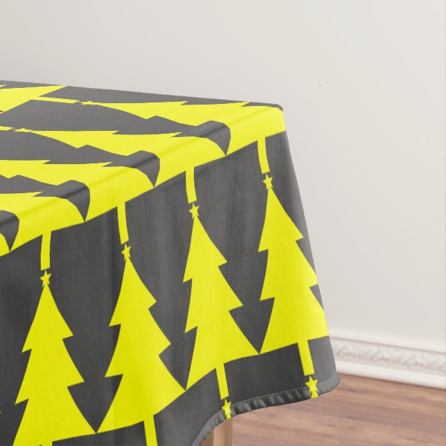 Yellow Fir Christmas Trees Pattern Tablecloth (In Situ)