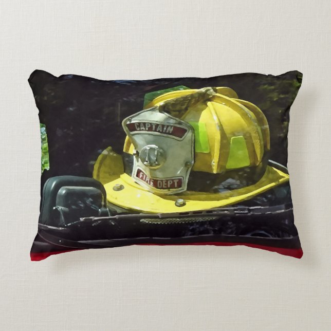 Yellow Fire Captain's Helmet Accent Pillow (Front)