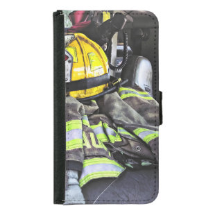 Yellow Fire Helmet In Fire Truck Samsung Galaxy S5 Wallet Case