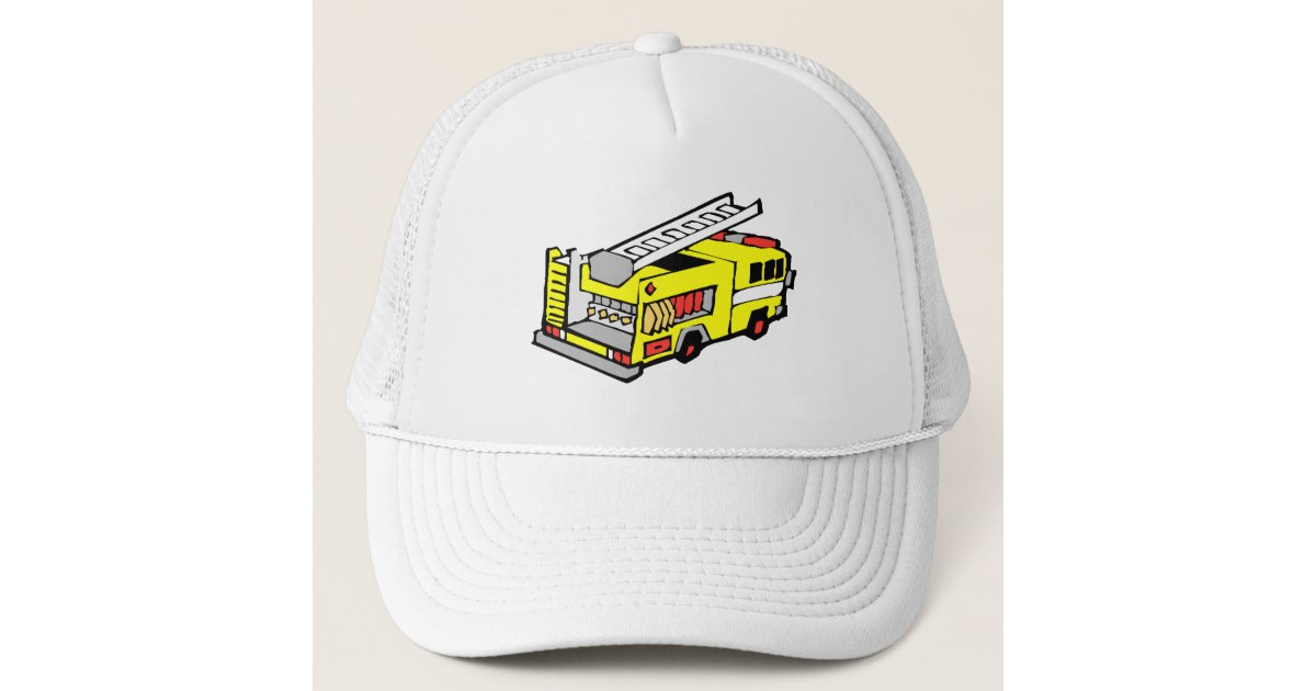 Yellow Fire Truck Trucker Hat | Zazzle.com