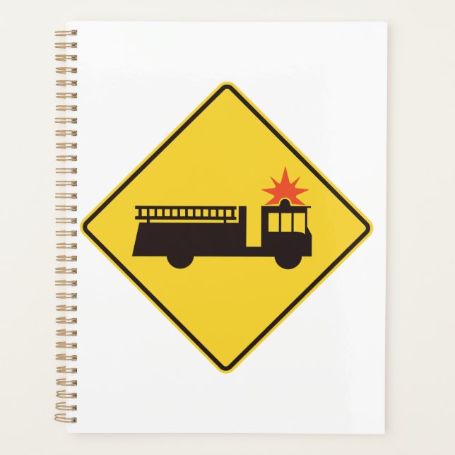 Yellow Fire Truck Warning Sign Planner (Front)
