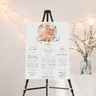 Yellow First Birthday Milestones Sign