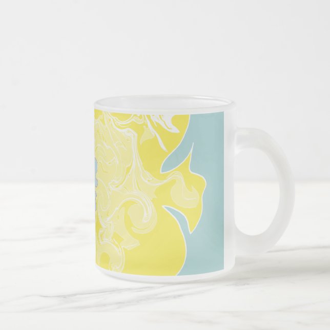 Yellow Fish Frosted Glass Coffee Mug (Right)