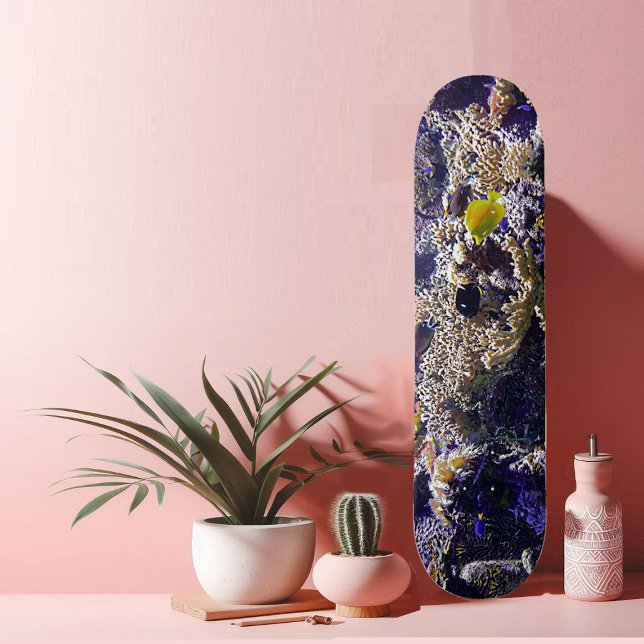 Yellow Fish in Coral Reef Blue Ocean Marine Life  Skateboard (Yellow Fish in Coral Reef Blue Ocean Marine Life Skateboard)