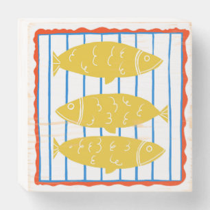 Yellow fish Nautical design Wooden Box Sign