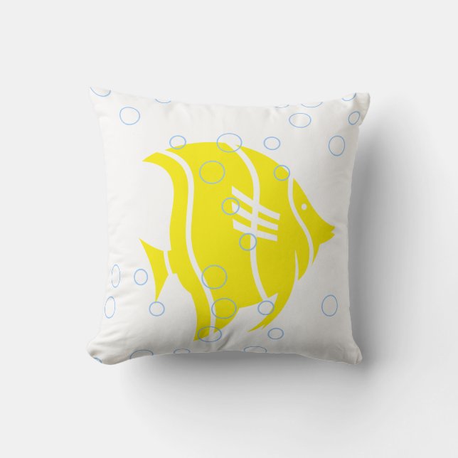 Yellow fish  on  white  PILLOW (Front)