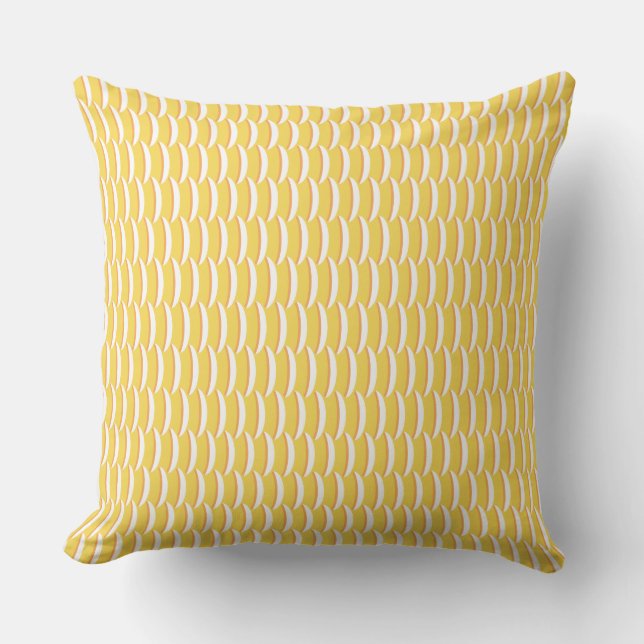 Yellow Fish Scales Pattern Outdoor Pillow (Front)