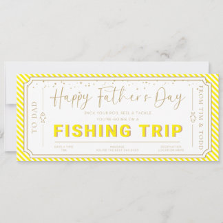 Yellow Fishing Trip Father's Day Gift Voucher Card
