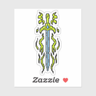 Yellow Flame Longsword Fantasy Weapon Art Sticker