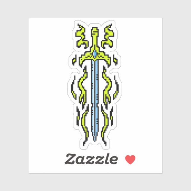 Yellow Flame Longsword Fantasy Weapon Art Sticker (Sheet)