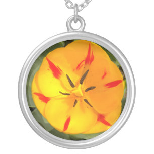 Yellow flamed tulip necklace