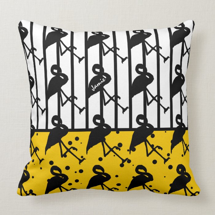 Yellow Flamingo Any Color Pillows