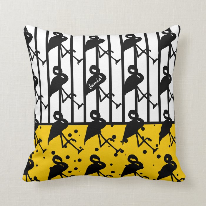 Yellow Flamingo Any Color Pillows