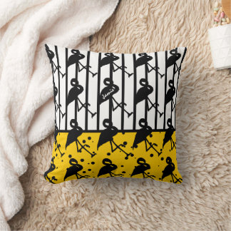 Yellow Flamingo Any Color Throw Pillow