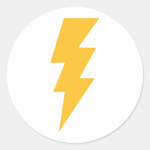 Yellow Flash Lightning Bolt Classic Round Sticker