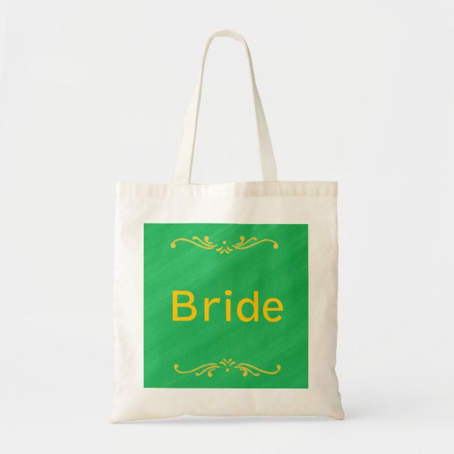 Yellow Fleur De Lis Border Green Bride Bags (Front)