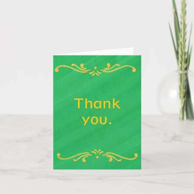 Yellow Fleur De Lis Border Green Note Cards (Front)