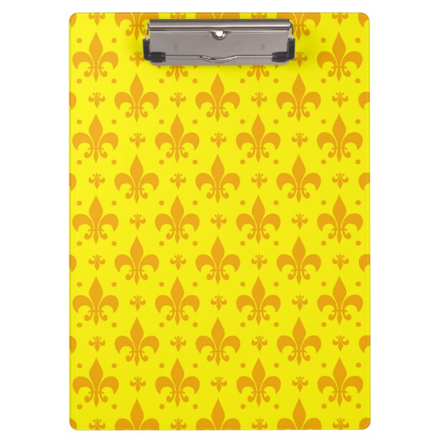 Yellow Fleur-de-lis Pattern Design  Clipboard (Front)