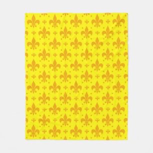 Yellow Fleur-de-lis Pattern Design  Fleece Blanket