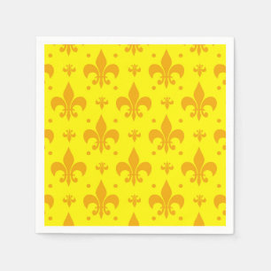 Yellow Fleur-de-lis Pattern Design  Napkins