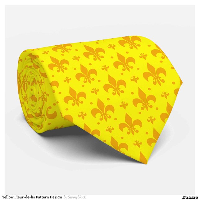 Yellow Fleur-de-lis Pattern Design  Neck Tie (Creator Uploaded)