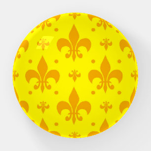 Yellow Fleur-de-lis Pattern Design  Paperweight