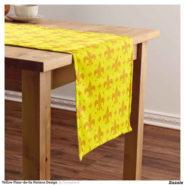 Yellow Fleur-de-lis Pattern Design  Short Table Runner (Creator Uploaded)