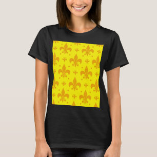 Yellow Fleur-de-lis Pattern Design T-Shirt