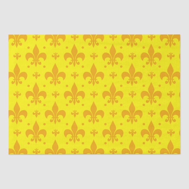 Yellow Fleur-de-lis Pattern Design  Tissue Paper (Front)