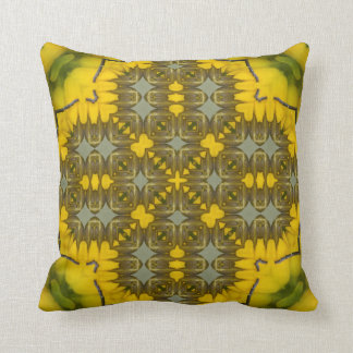 Yellow Flora Kaleidoscope Pattern Image 1 Throw Pillow