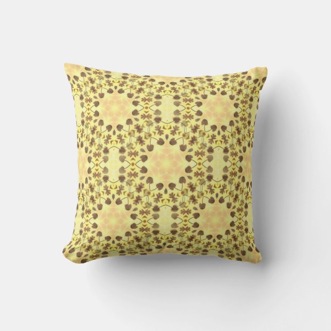 Yellow Floral Abstract Throw Pillow (Front)