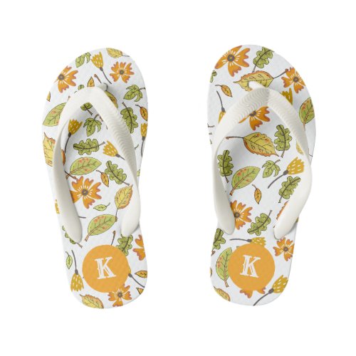 Yellow Floral Add Your Own Monogram Flip Flop